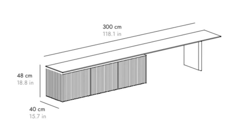 L 300 cm 3 portes sous banquette