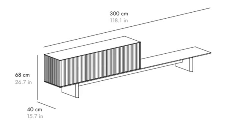 L 300 cm 3 portes sur banc