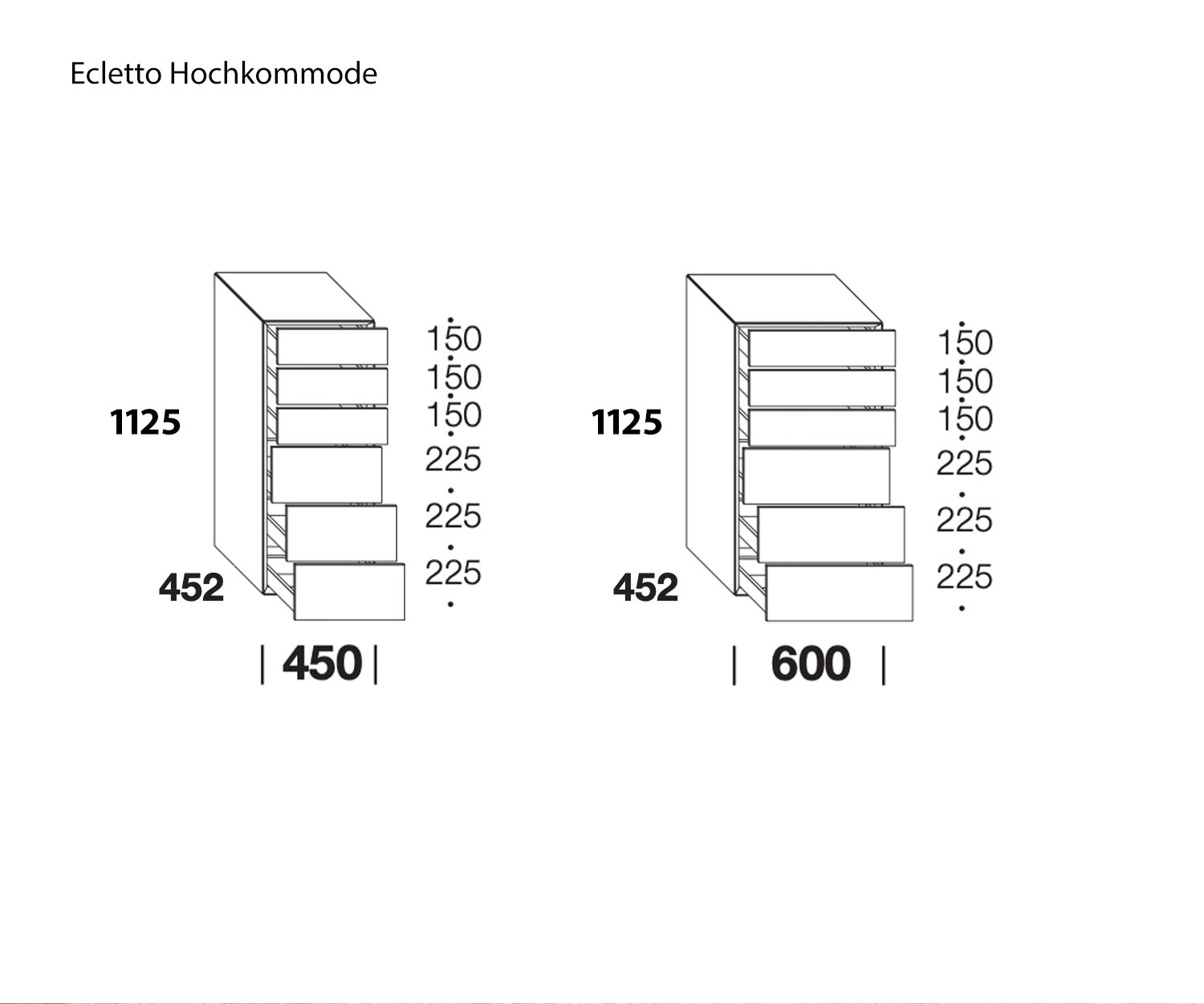 Hochkommode Livitalia Skizze Maße Größen