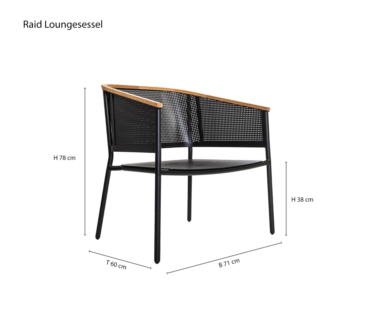 Oasiq Fauteuil de jardin Riad Esquisse Dimensions Dimensions