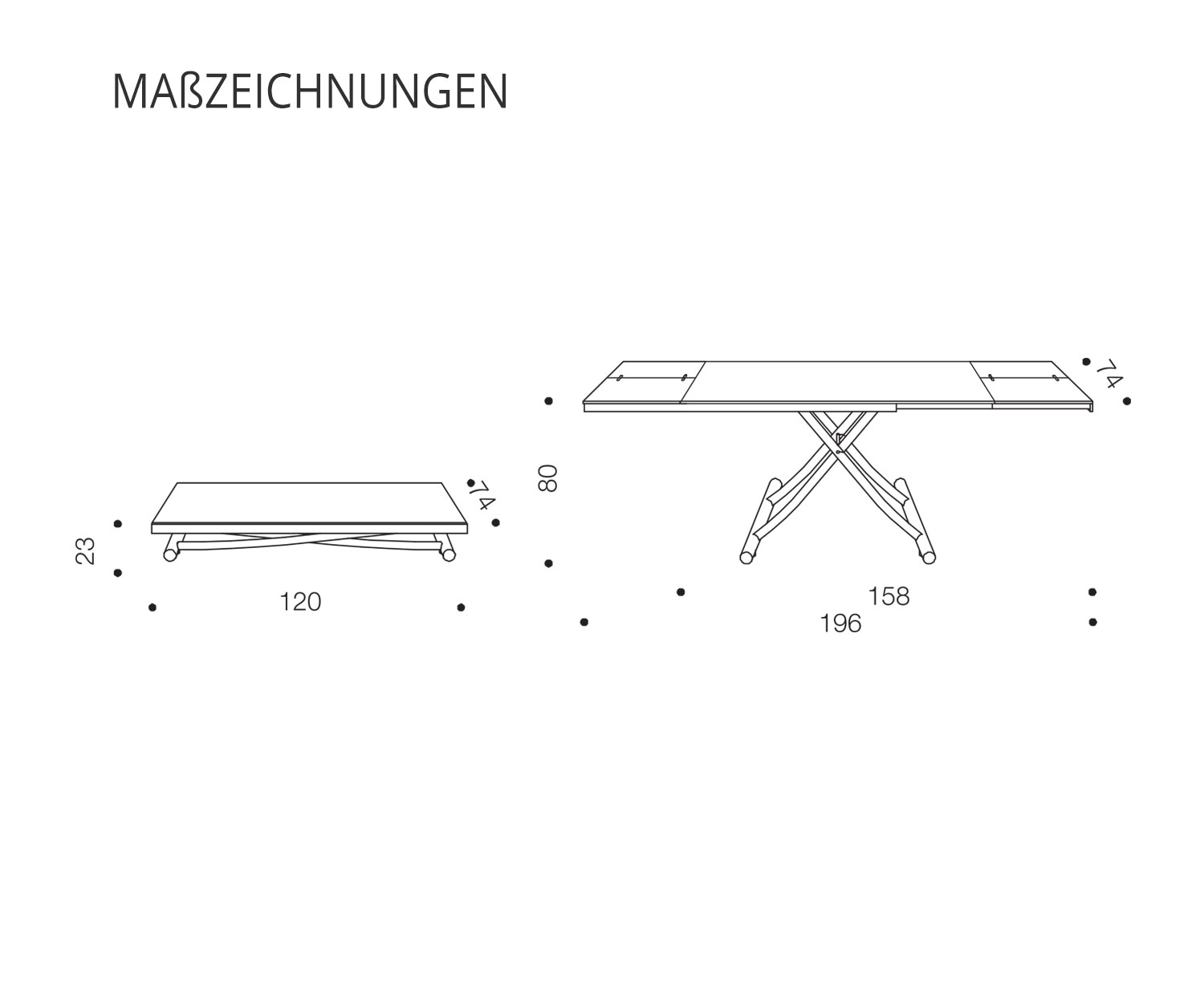 Ozzio Planet Tisch T115 Skizzenzeichnung