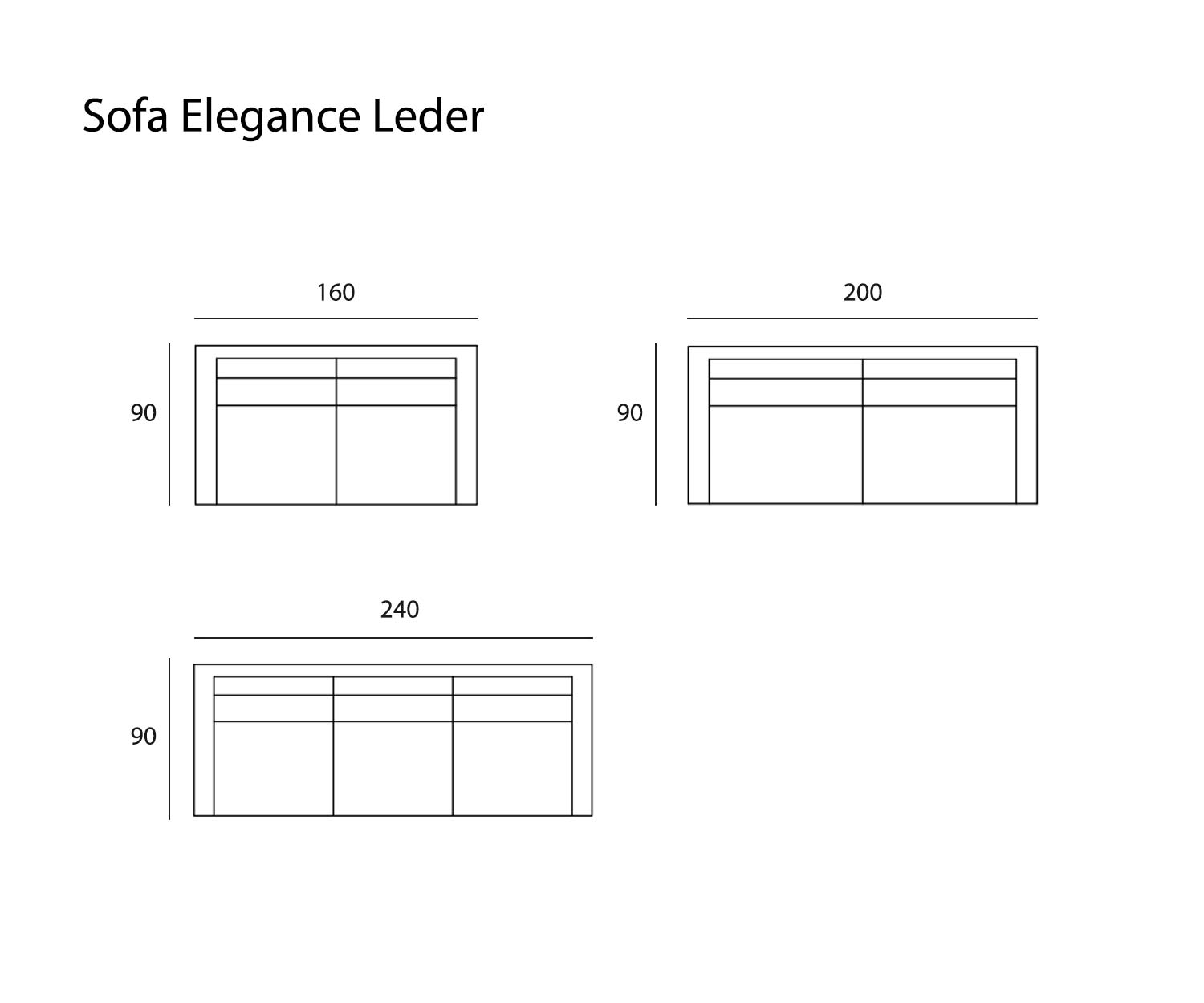 Prostoria Canapé design en cuir Elegance Croquis Dimensions